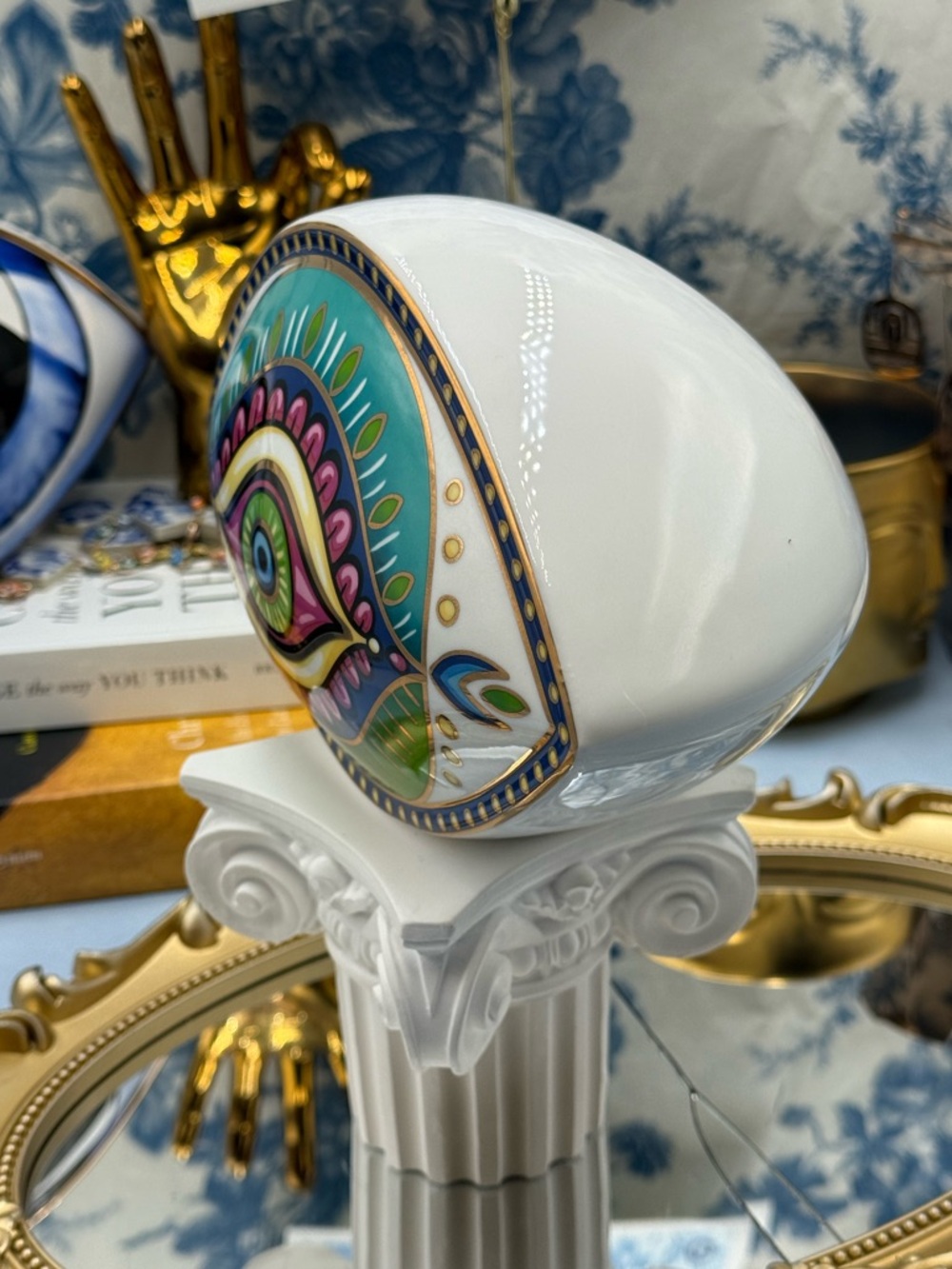 🆕 THE PROCURESS COLLECTION 🧿 All-Seeing Eye Paperweight - Vibrant Teal & Gold - Picture 13 of 15